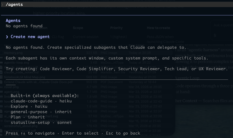 /agents to check/create sub-agents